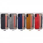 Wholesale iPhone X (Ten) Striped Hand Strap Grip Holder PU Leather Case (Black)